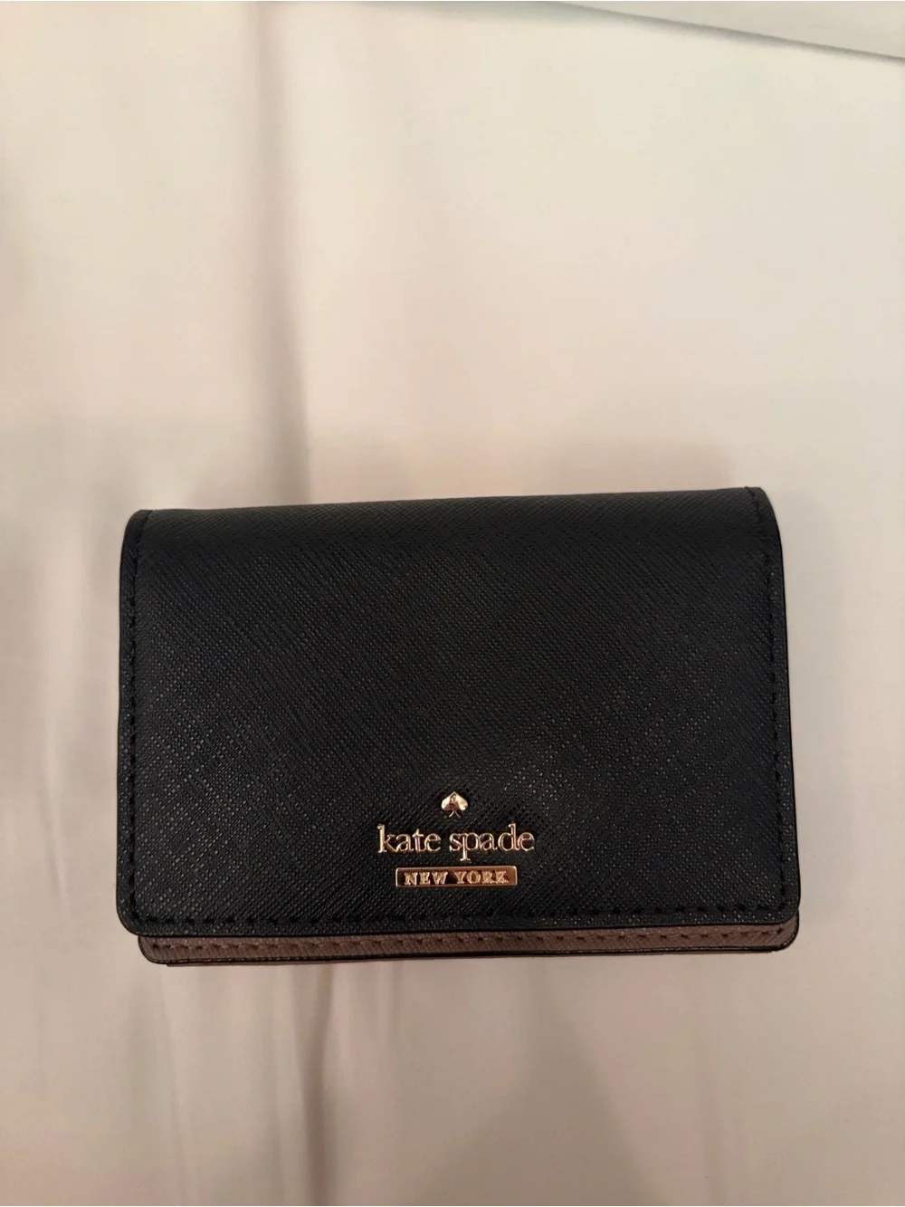 kate spade Black and Lavender/Gray Saffiano Leather Key & Card Holder